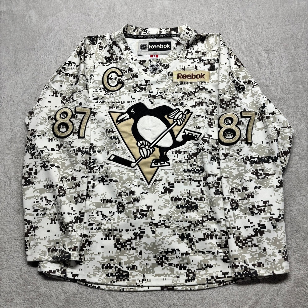 Pittsburgh Penguins Reebok Sidney Crosby #87 Digital Camo Military Jersey Sz 54